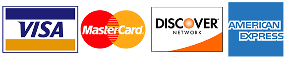 We accept Visa, MasterCard, Discover and American Express